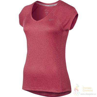 NIKE PRINTED MILER SS V-NECK