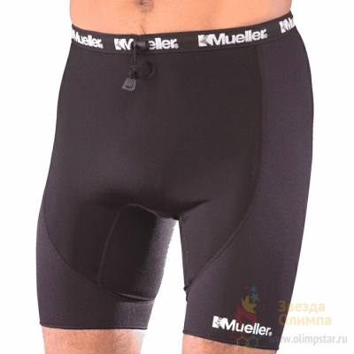 MUELLER COMPRESSION SHORTS WITH BREATHABLE PANEL